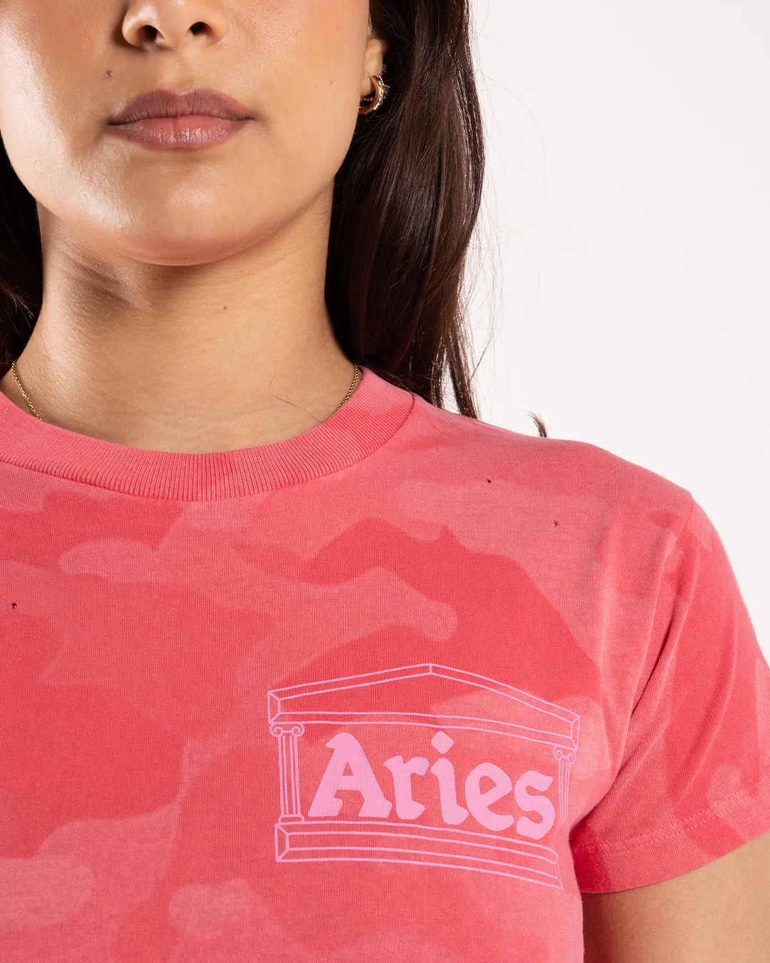 Aries Arise Aged Camo SS Tee Baby Pink - Image 4