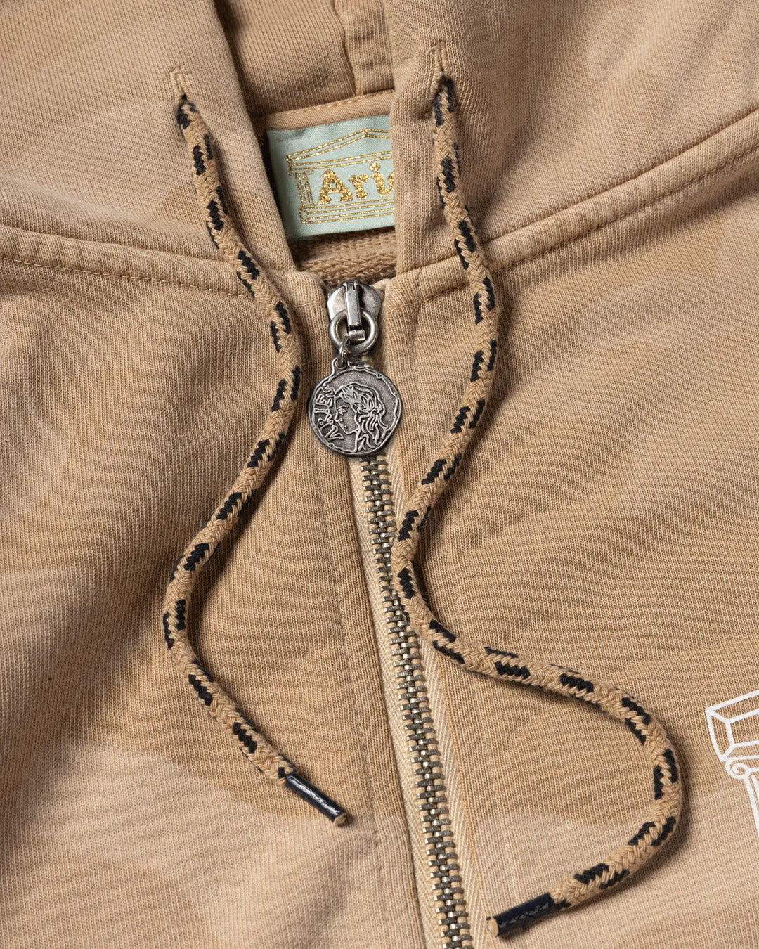 Aries Arise Aged Temple Camo Zip Through Hoodie Desert - Image 7