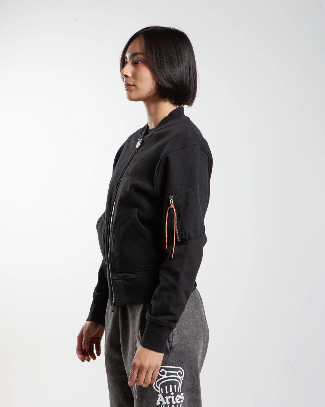 Aries Arise Premium Faded Temple Bomber Black - Image 2