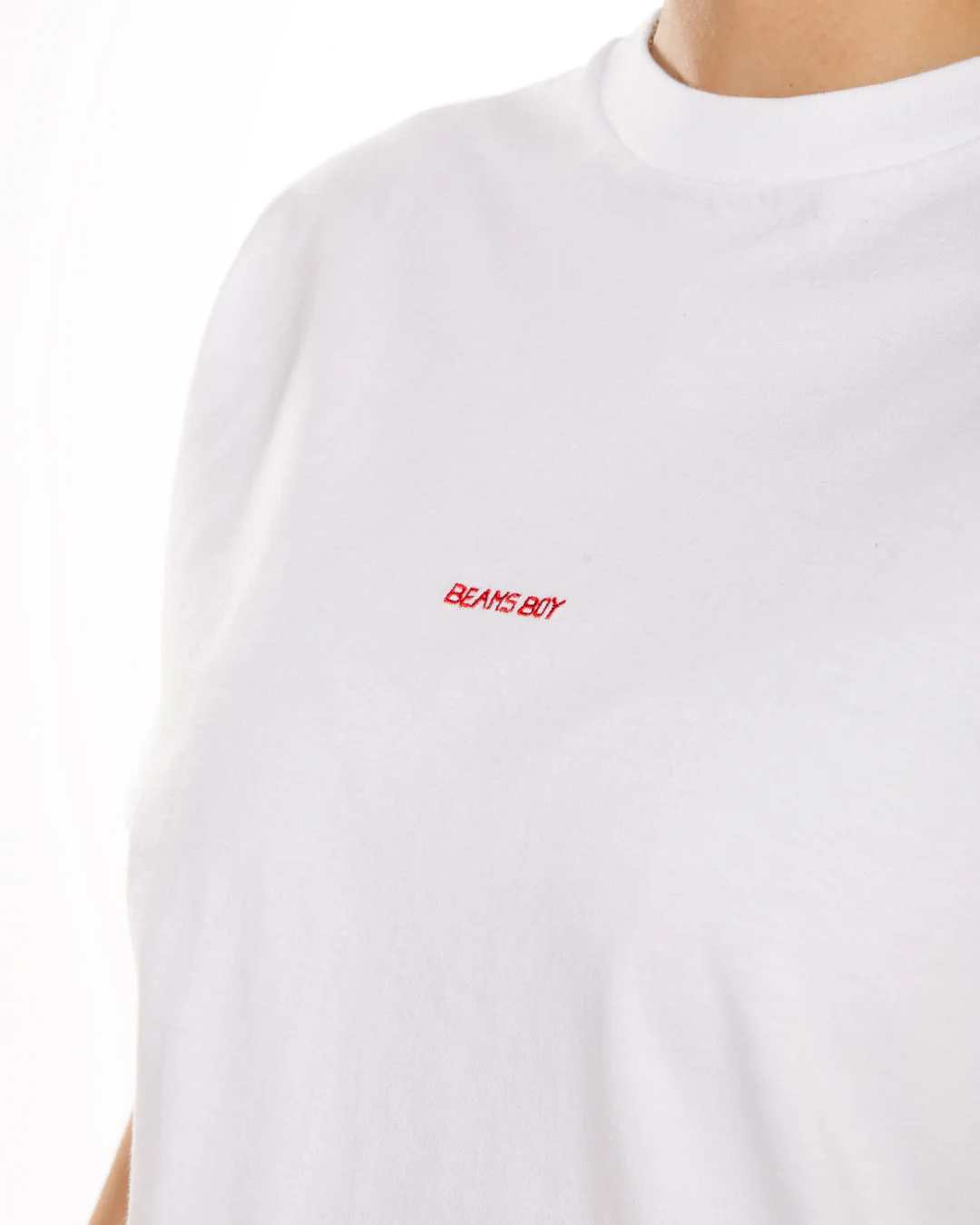 Beams Boy Emb Crew Tee Off White - Image 4
