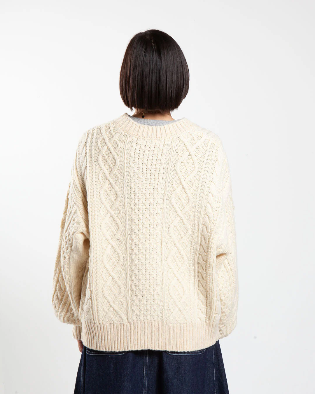 Beams Boy O.3G 2Tone Alan Cardigan Ivory - Image 3