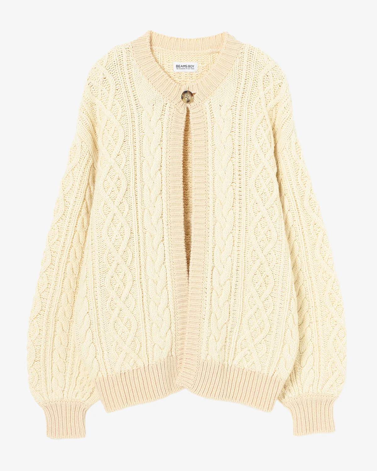 Beams Boy O.3G 2Tone Alan Cardigan Ivory - Image 7