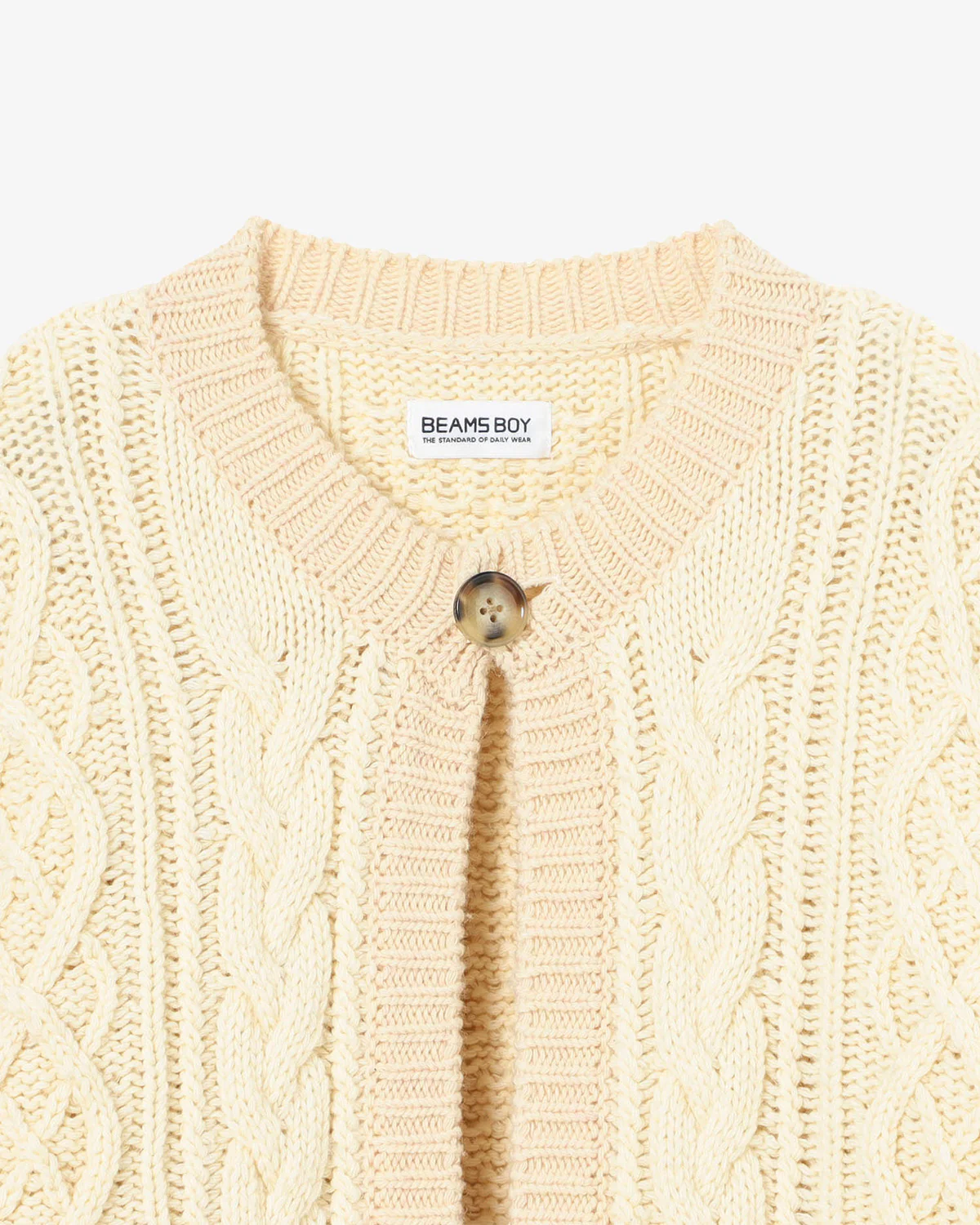 Beams Boy O.3G 2Tone Alan Cardigan Ivory - Image 9