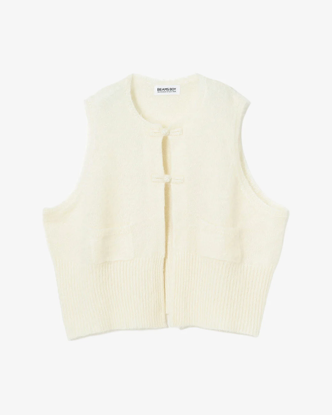 Beams Boy O.China Button Vest Off White - Image 4