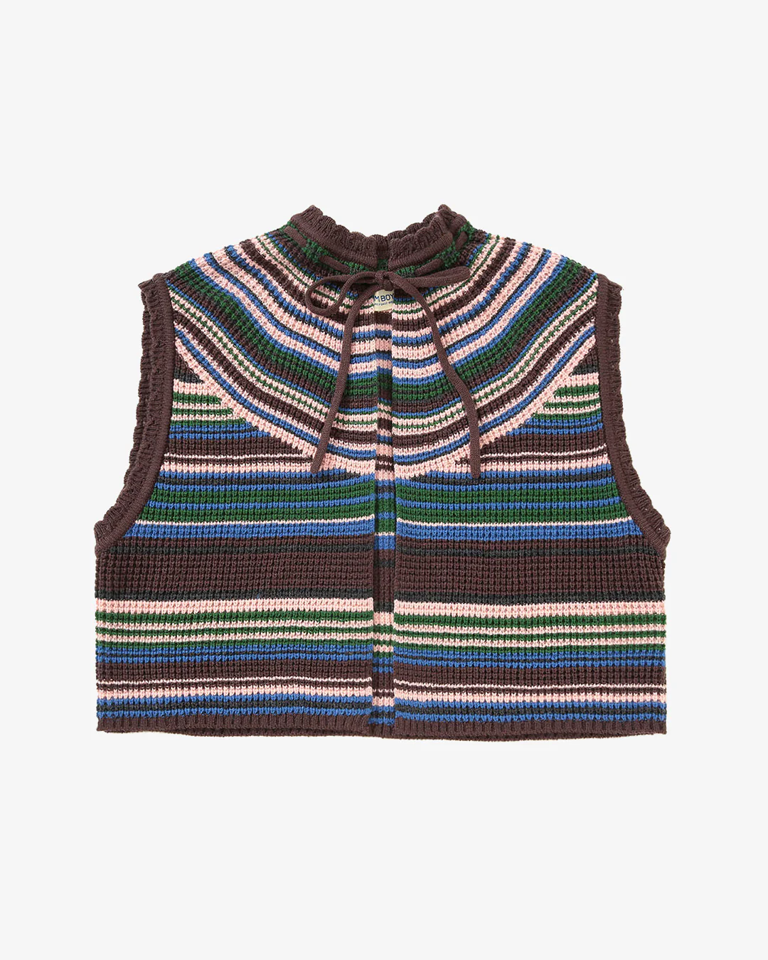Beams Boy O.Multi Striped Vest Brown - Image 3