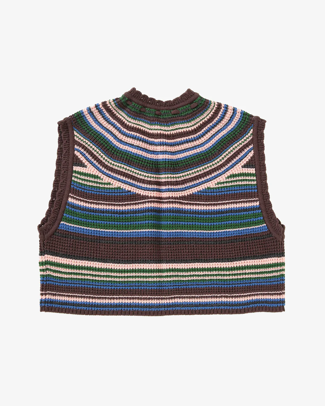 Beams Boy O.Multi Striped Vest Brown - Image 4