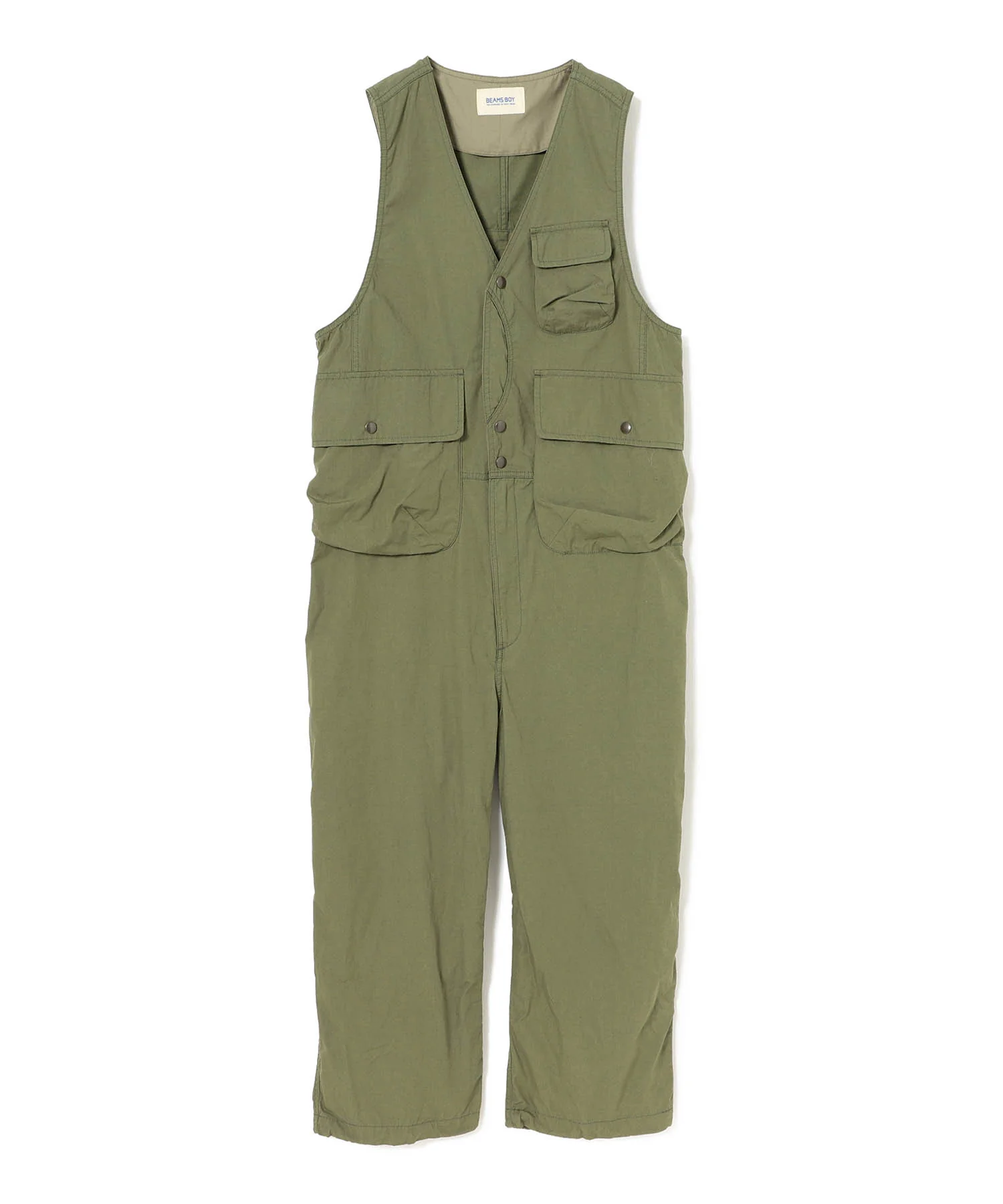 Beams Boy O.Weather Cloth Hunting Vest Jumpsuit Olive - Image 4