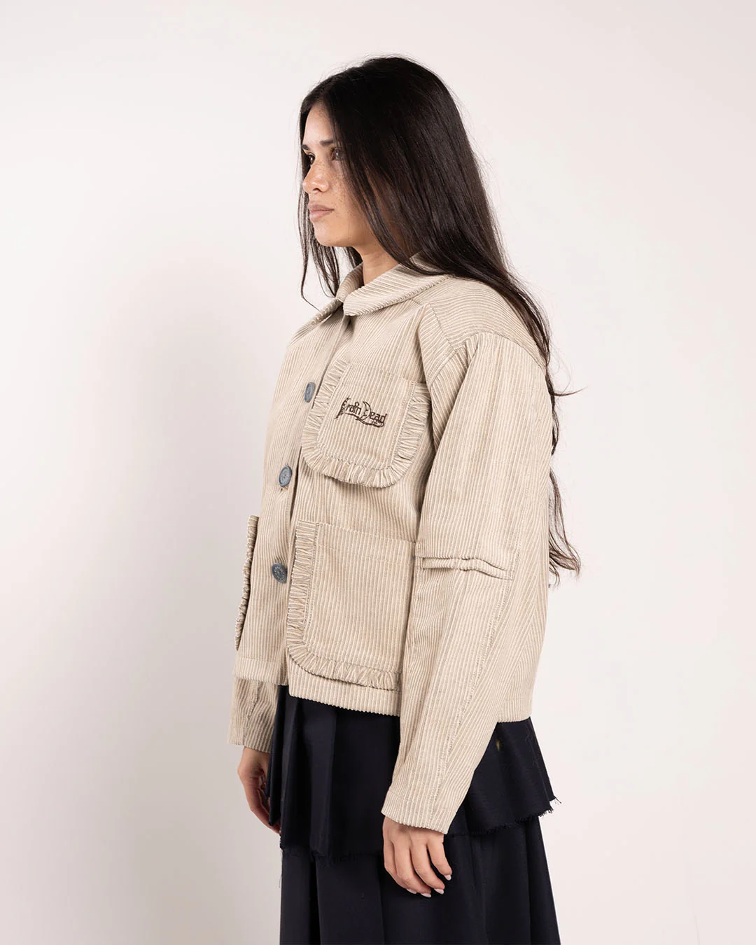 Brain Dead Boxy Ruffle Jacket Natural - Image 3