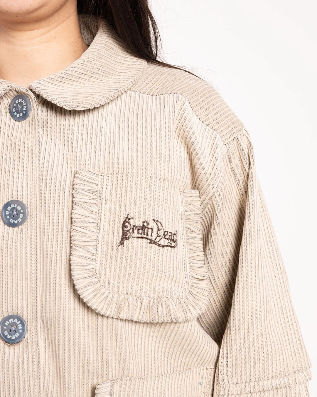 Brain Dead Boxy Ruffle Jacket Natural - Image 4