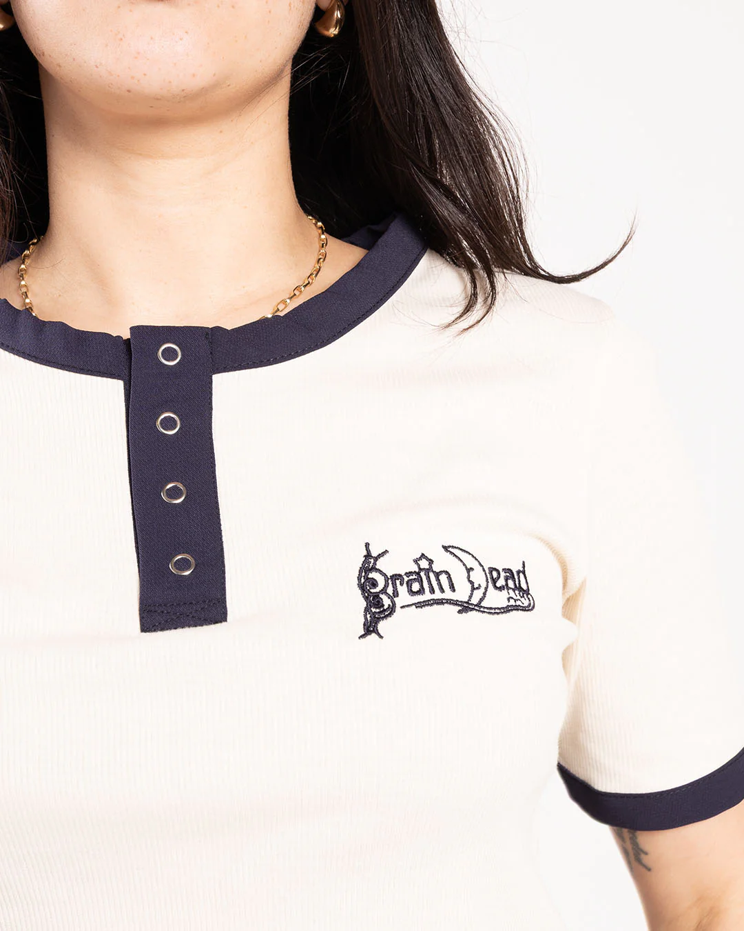 Brain Dead Ripped Henley Natural - Image 4