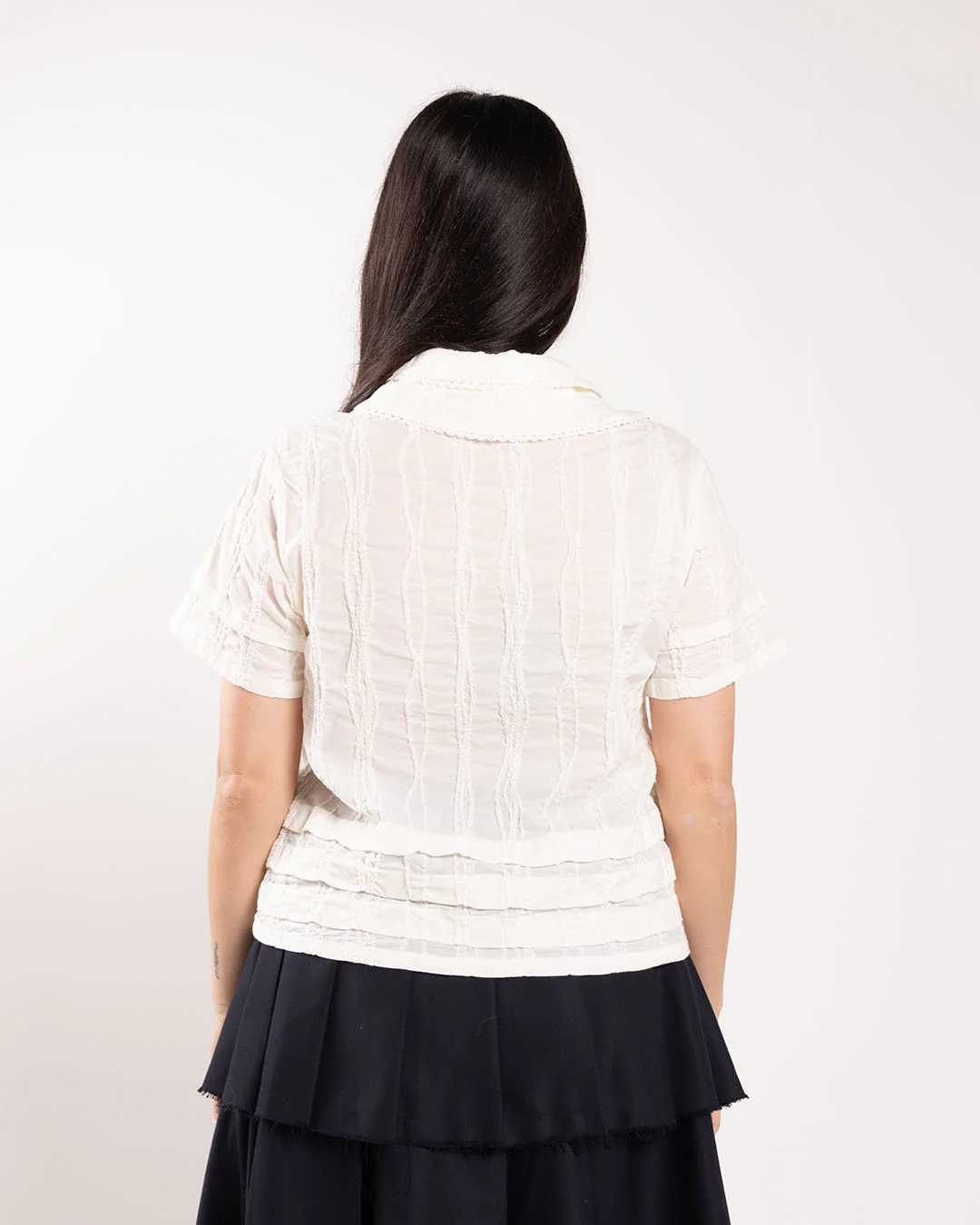Brain Dead Twisted Seersucker Button Up Shirt Cream - Image 3