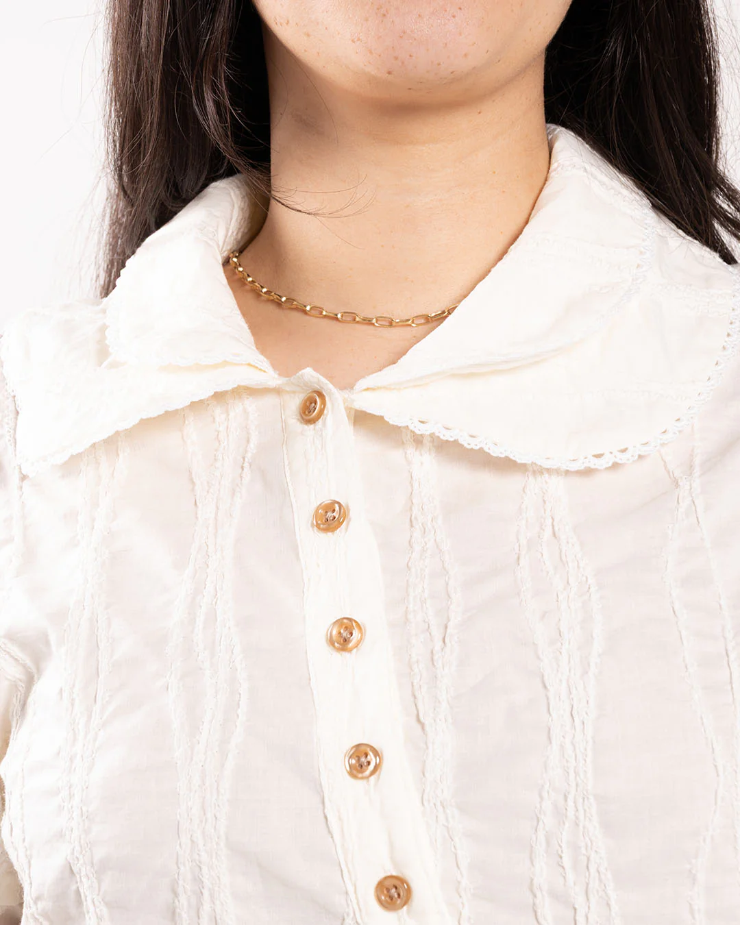 Brain Dead Twisted Seersucker Button Up Shirt Cream - Image 4