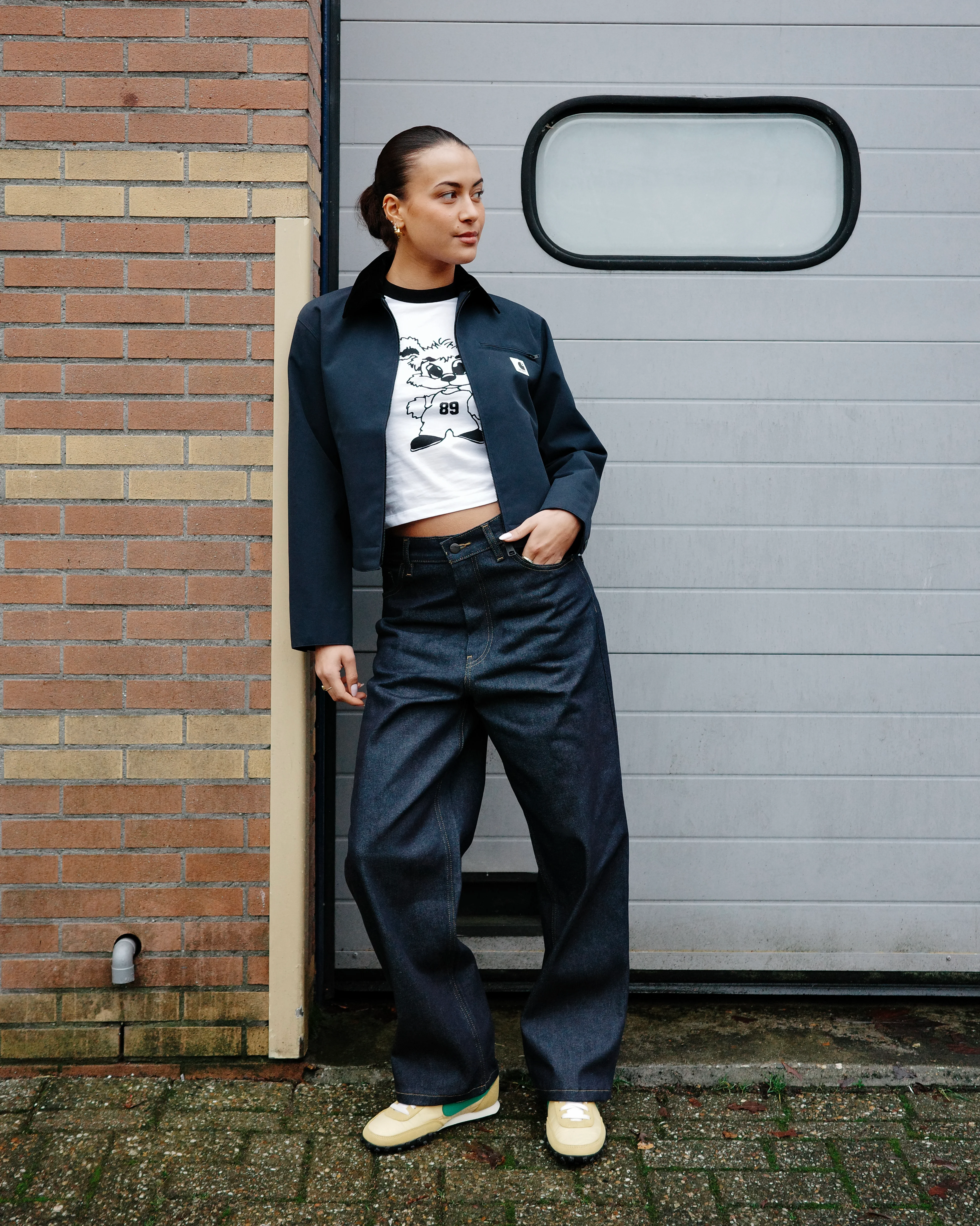 Carhartt WIP W' S/S IP Ringer T-Shirt White/Black - Image 3