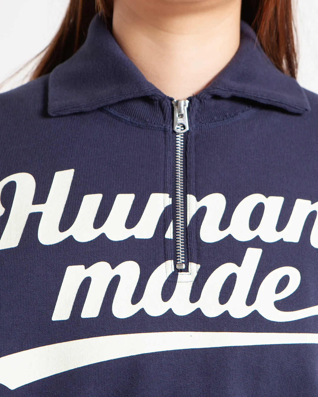 Human Made Half-Zip Sweatshirt Navy - Image 4