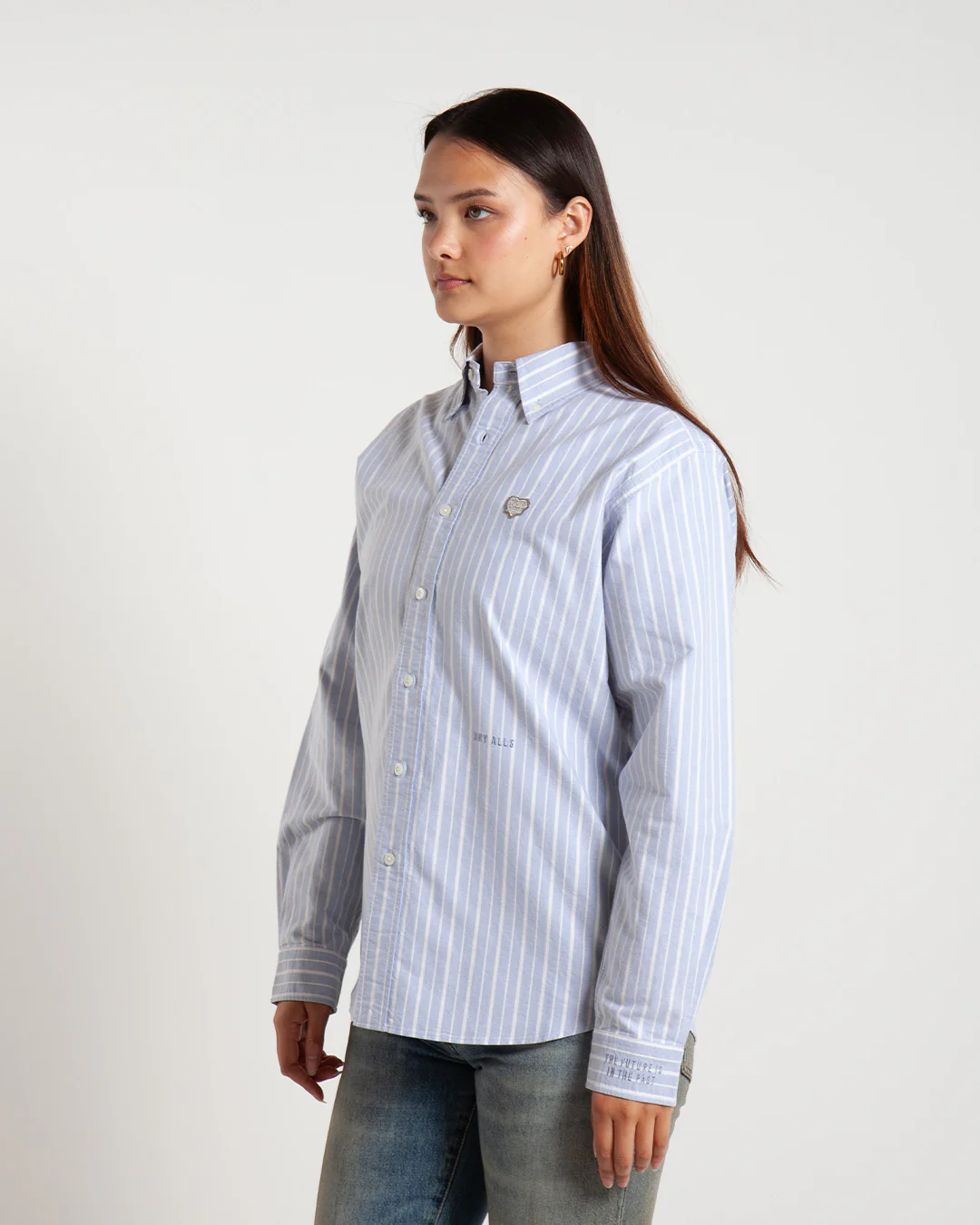 Human Made Stripe Ox B.D. Shirt Blue - Image 2