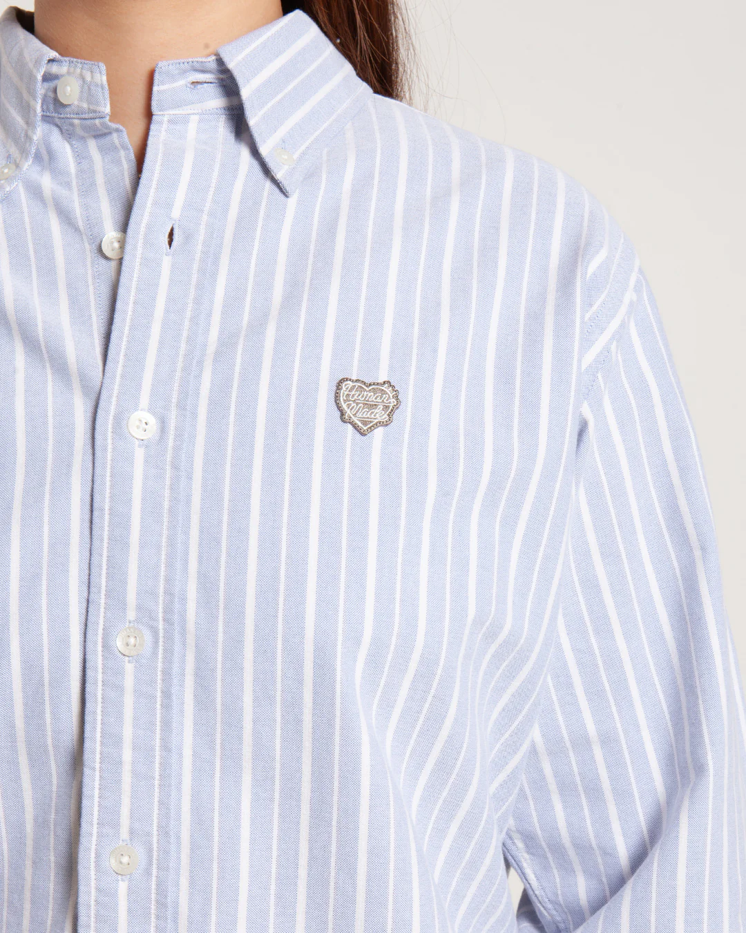 Human Made Stripe Ox B.D. Shirt Blue - Image 4