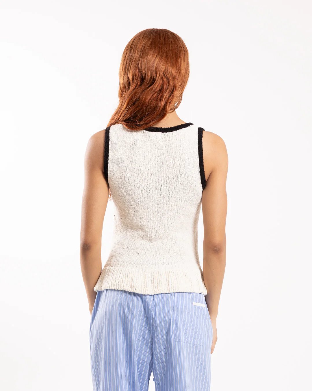 Kijun Corsage Ruffle Knit Sleeveless Ivory - Image 3