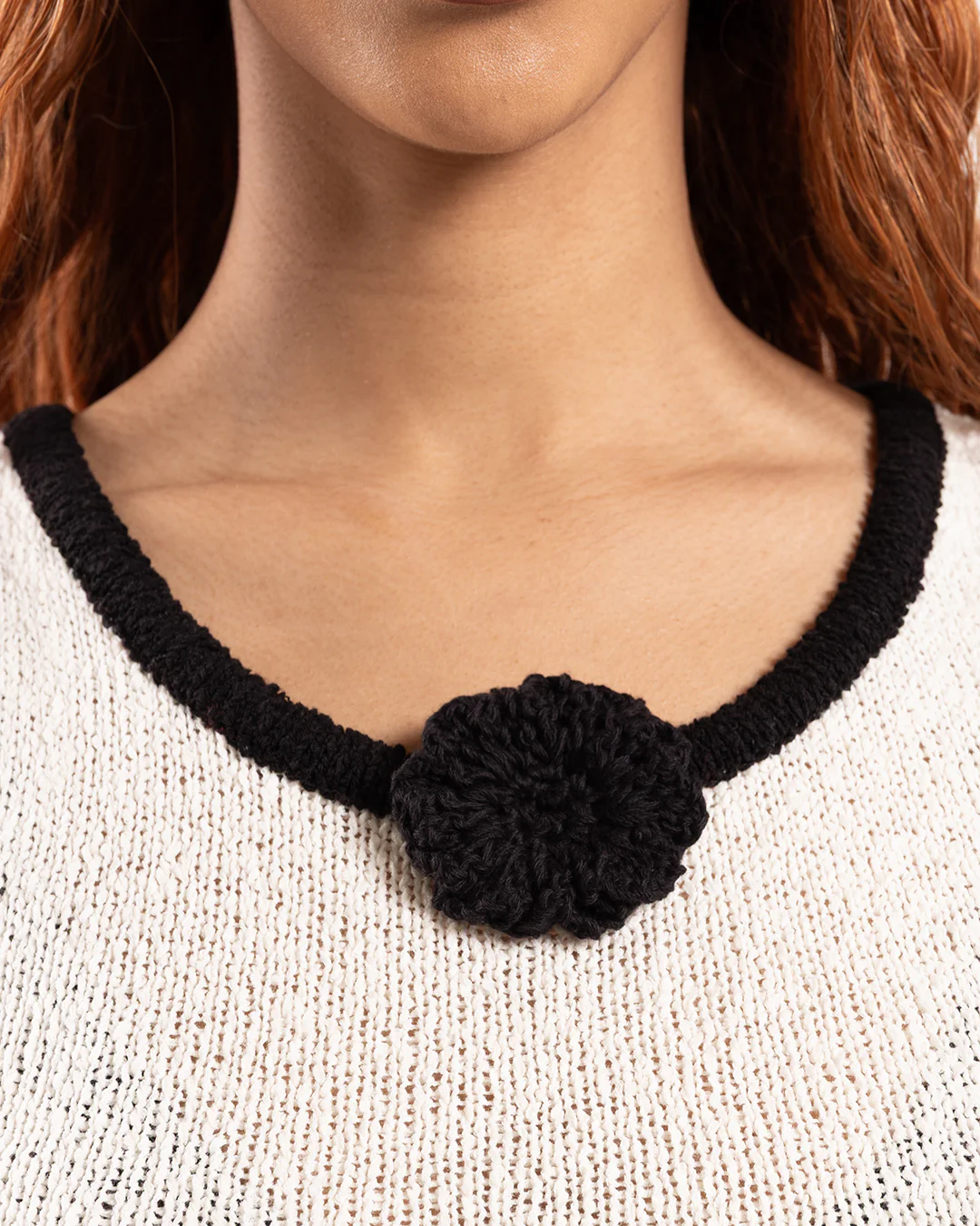 Kijun Corsage Ruffle Knit Sleeveless Ivory - Image 4