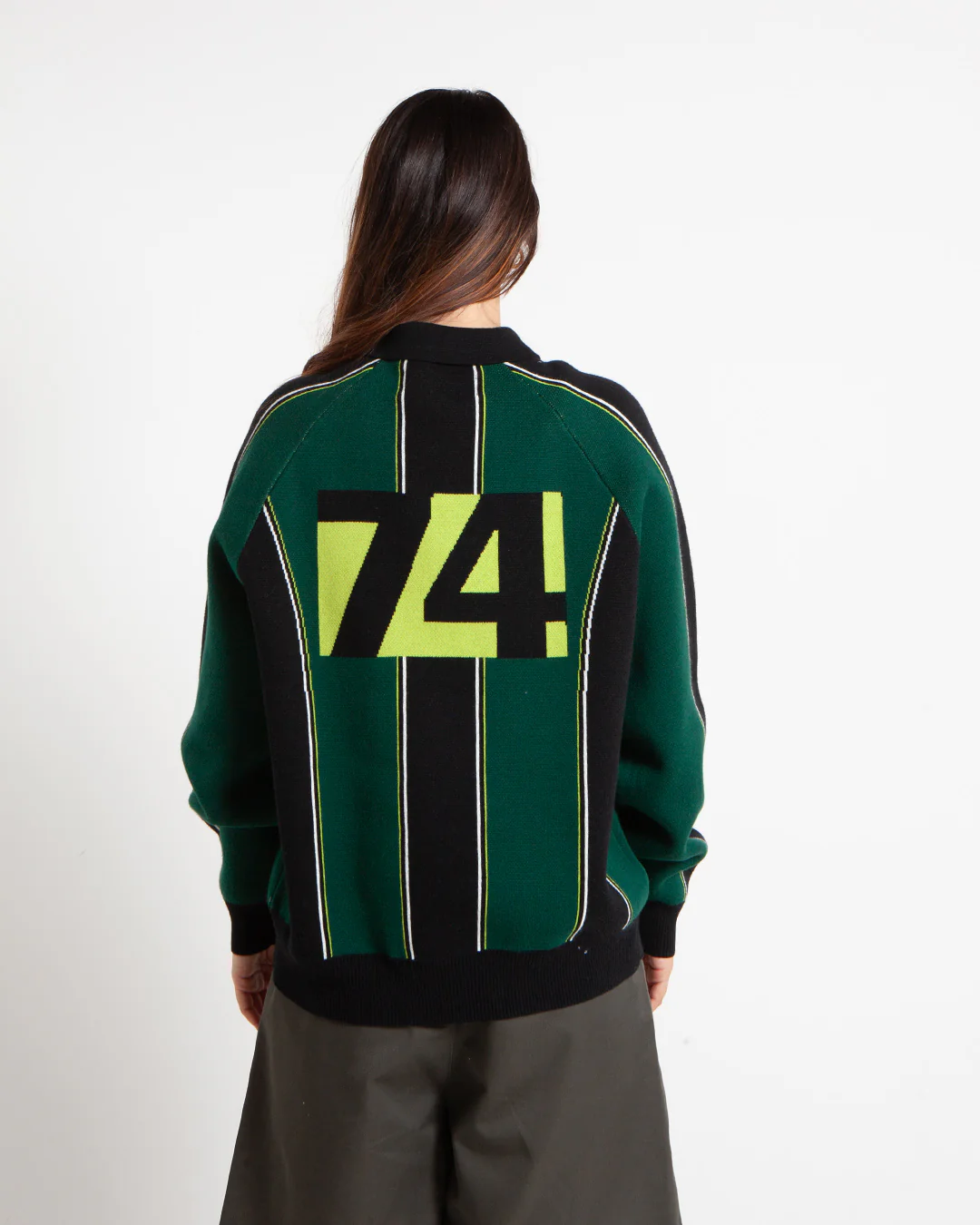 Metalwood Studio Knit Football Top Green - Image 3