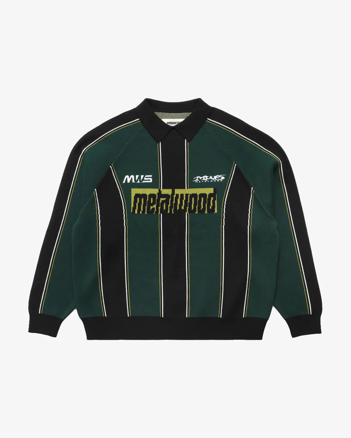 Metalwood Studio Knit Football Top Green - Image 5