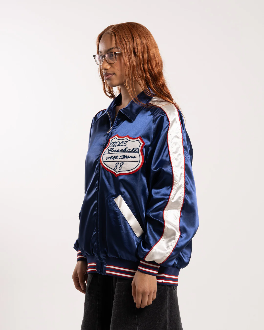 Needles Stadium Jacket - Poly Sateen Navy - Image 2