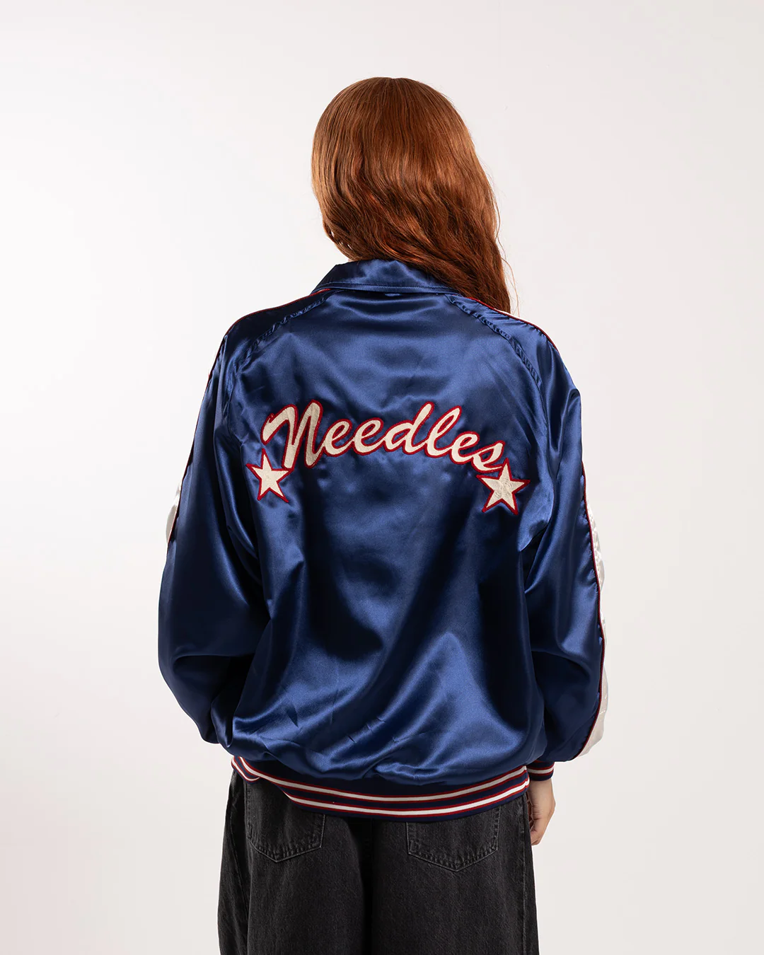 Needles Stadium Jacket - Poly Sateen Navy - Image 3