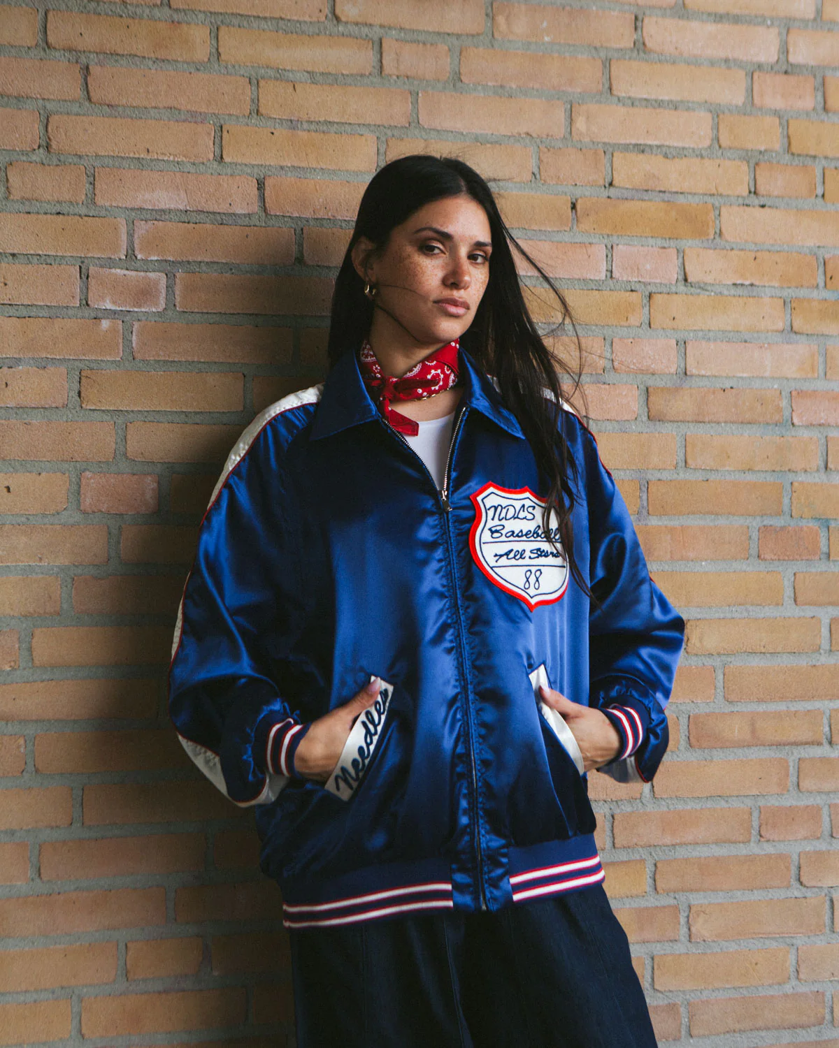 Needles Stadium Jacket - Poly Sateen Navy - Image 5