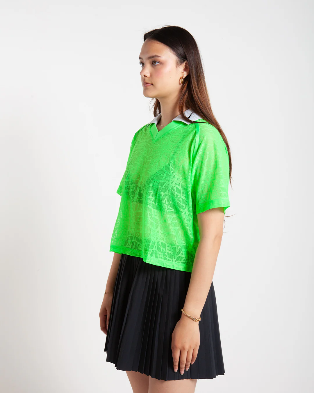 Nike Sportswear Lace Polo Jersey Top Green Strike - Image 2