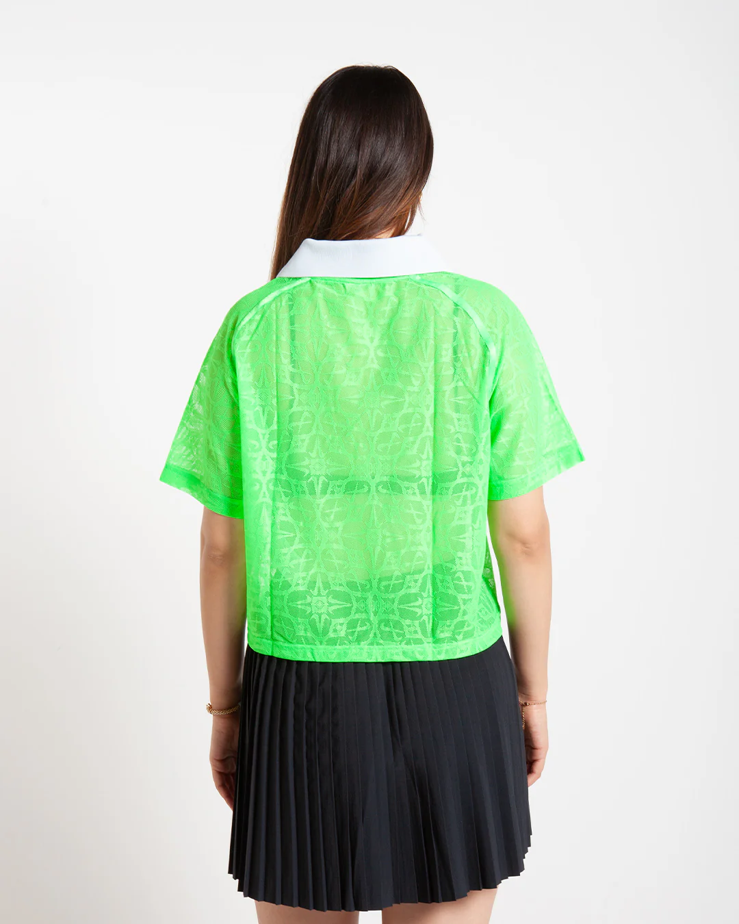 Nike Sportswear Lace Polo Jersey Top Green Strike - Image 3