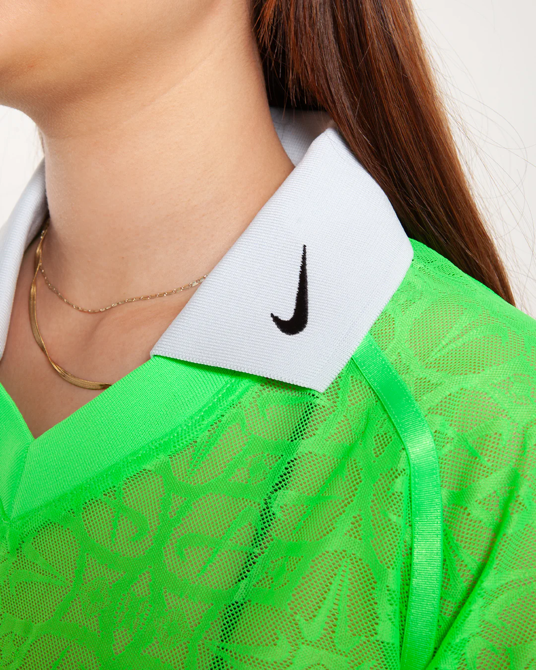 Nike Sportswear Lace Polo Jersey Top Green Strike - Image 4