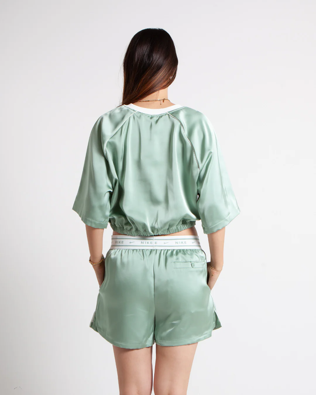 Nike Sportswear Satin Top Steam/Sail - Image 3