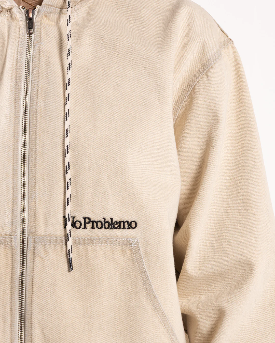 No Problemo Workwear Denim Jacket Sand - Image 4