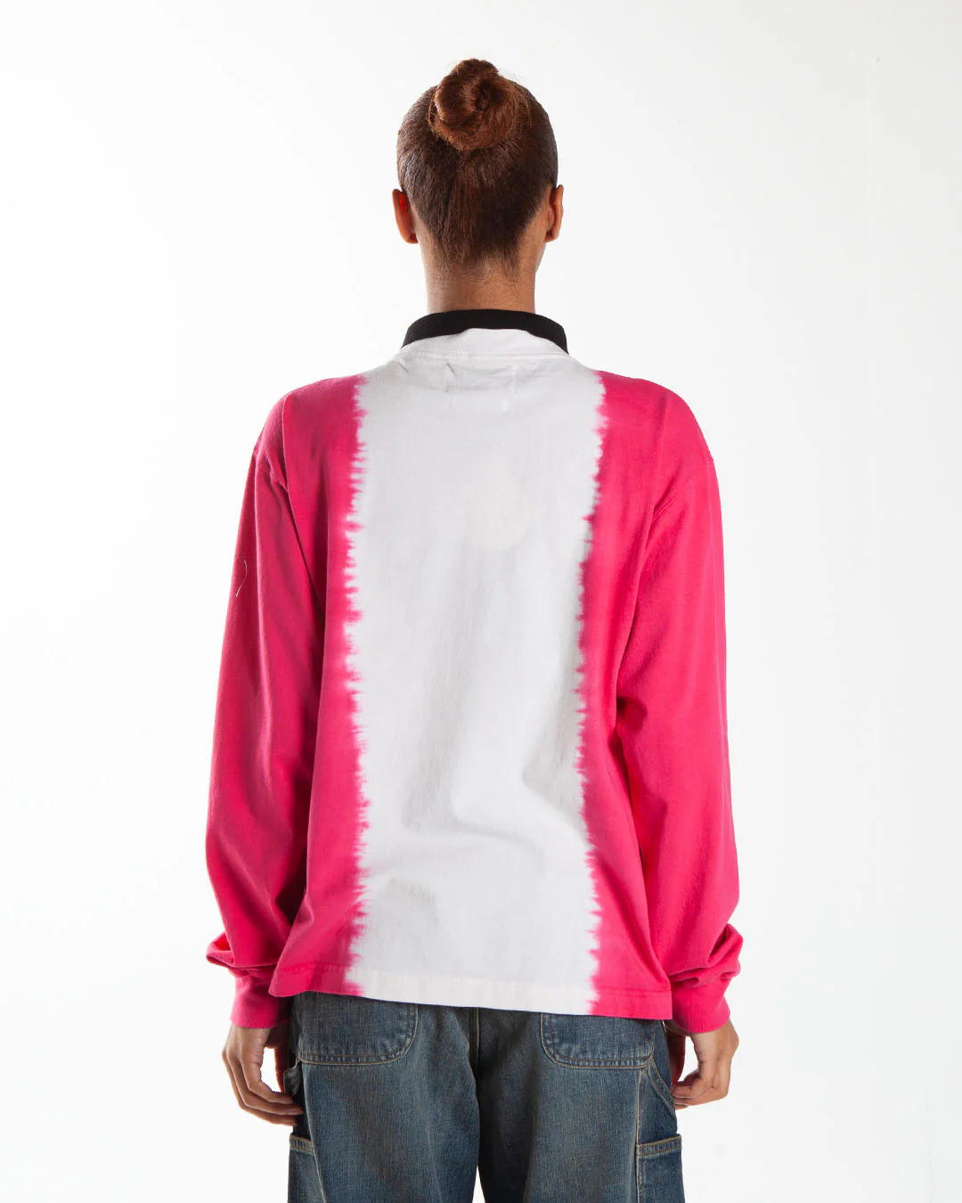 Nomarhythm Textile Hand Dye Polo Tee Shirt Pink - Image 3