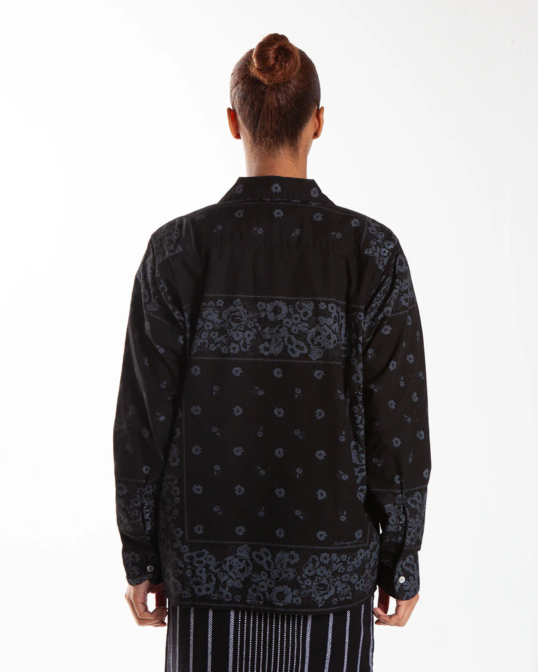 Nomarhythm Textile Overdyed Bandana Print Shirt Black - Image 3
