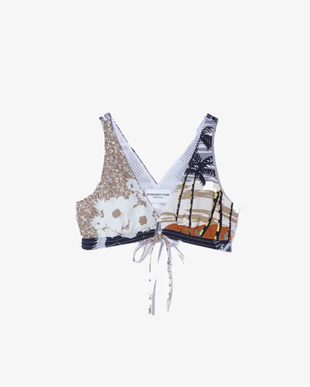 Nomarhythm Textile Patchwork Bra Top Beige Mix - Image 4