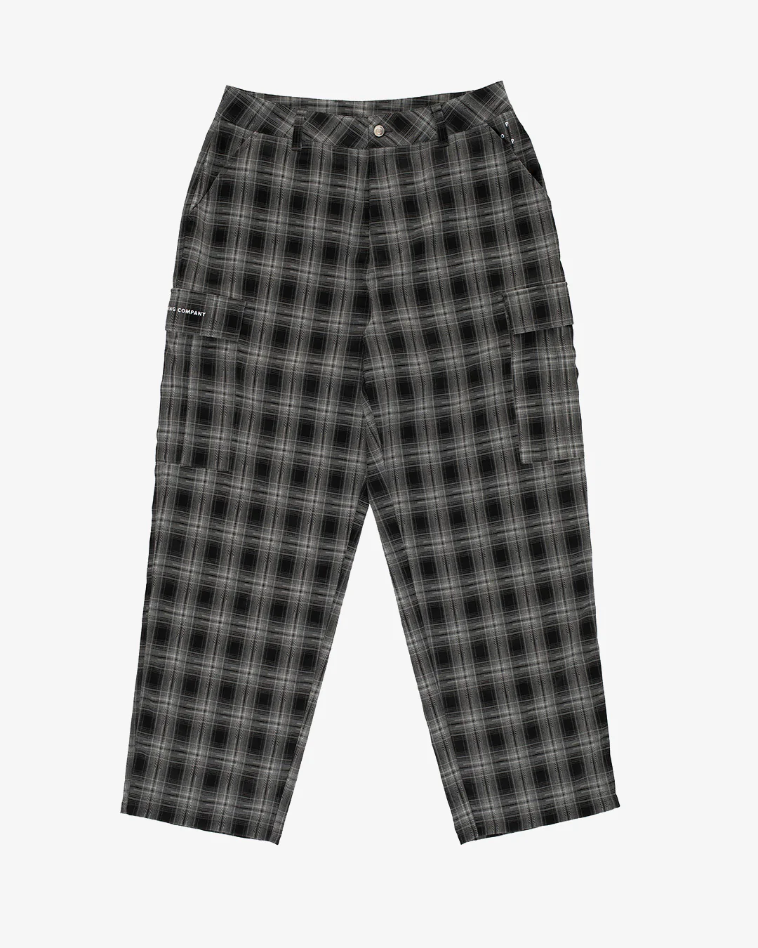 Pop Trading Company Checked Cargo Pants Charcoal - Image 4