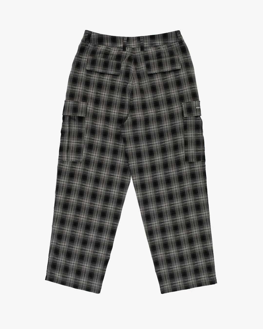 Pop Trading Company Checked Cargo Pants Charcoal - Image 5