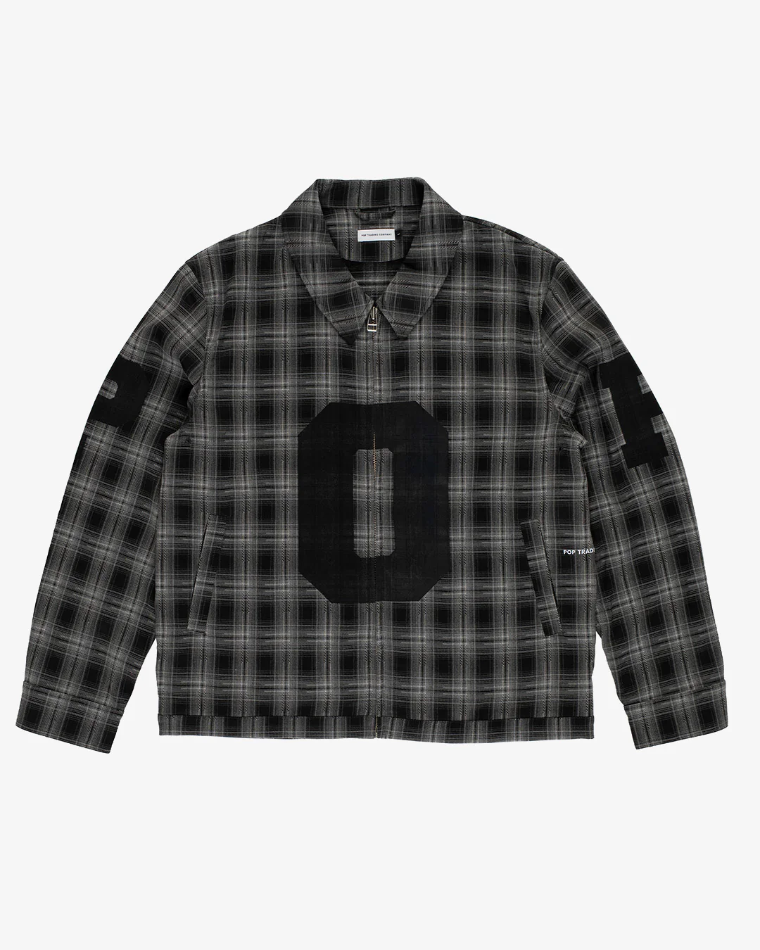 Pop Trading Company Checked Football Jacket Charcoal - Image 4