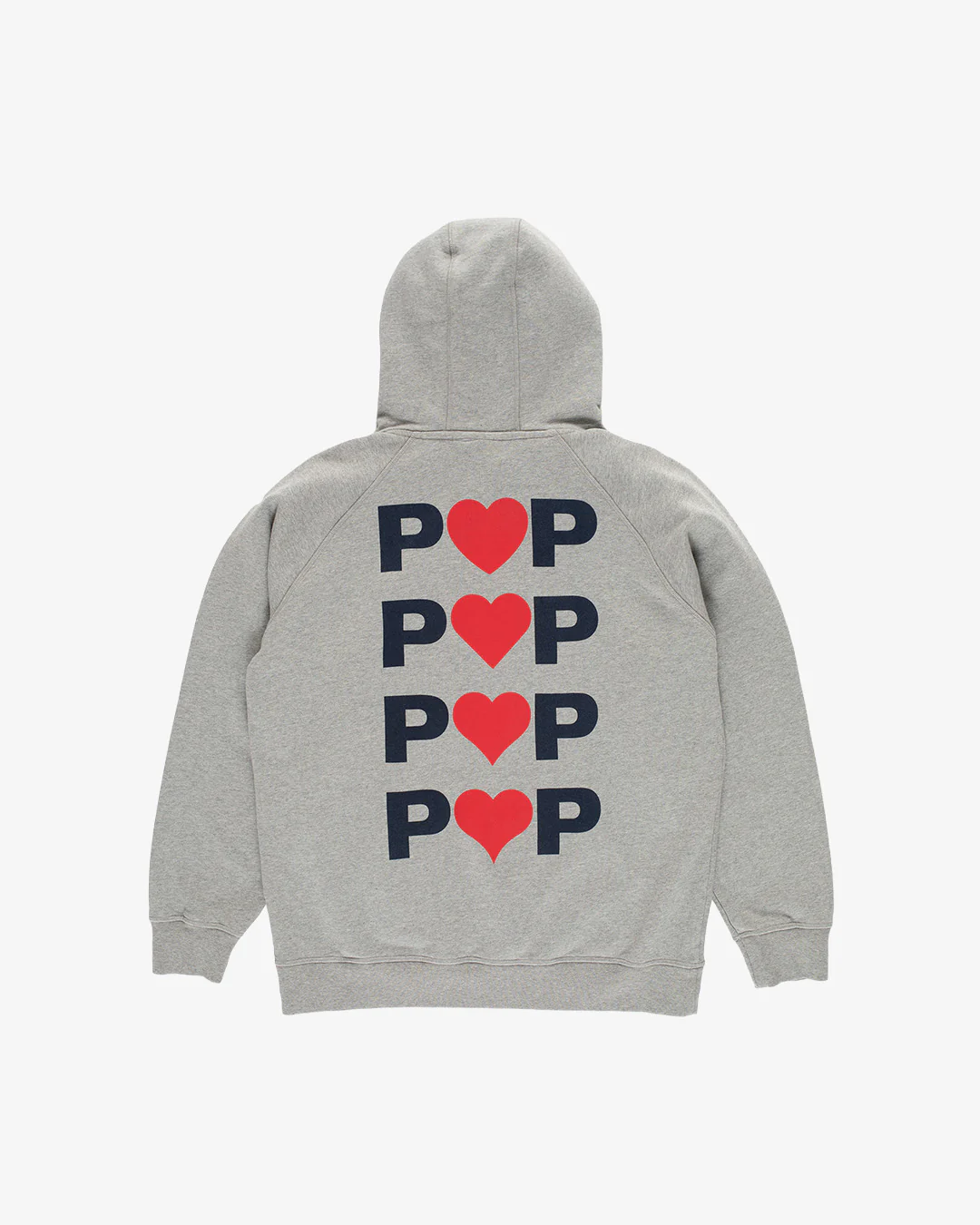 Pop Trading Company Hearts Hooded Sweat Heather Grey - Image 5