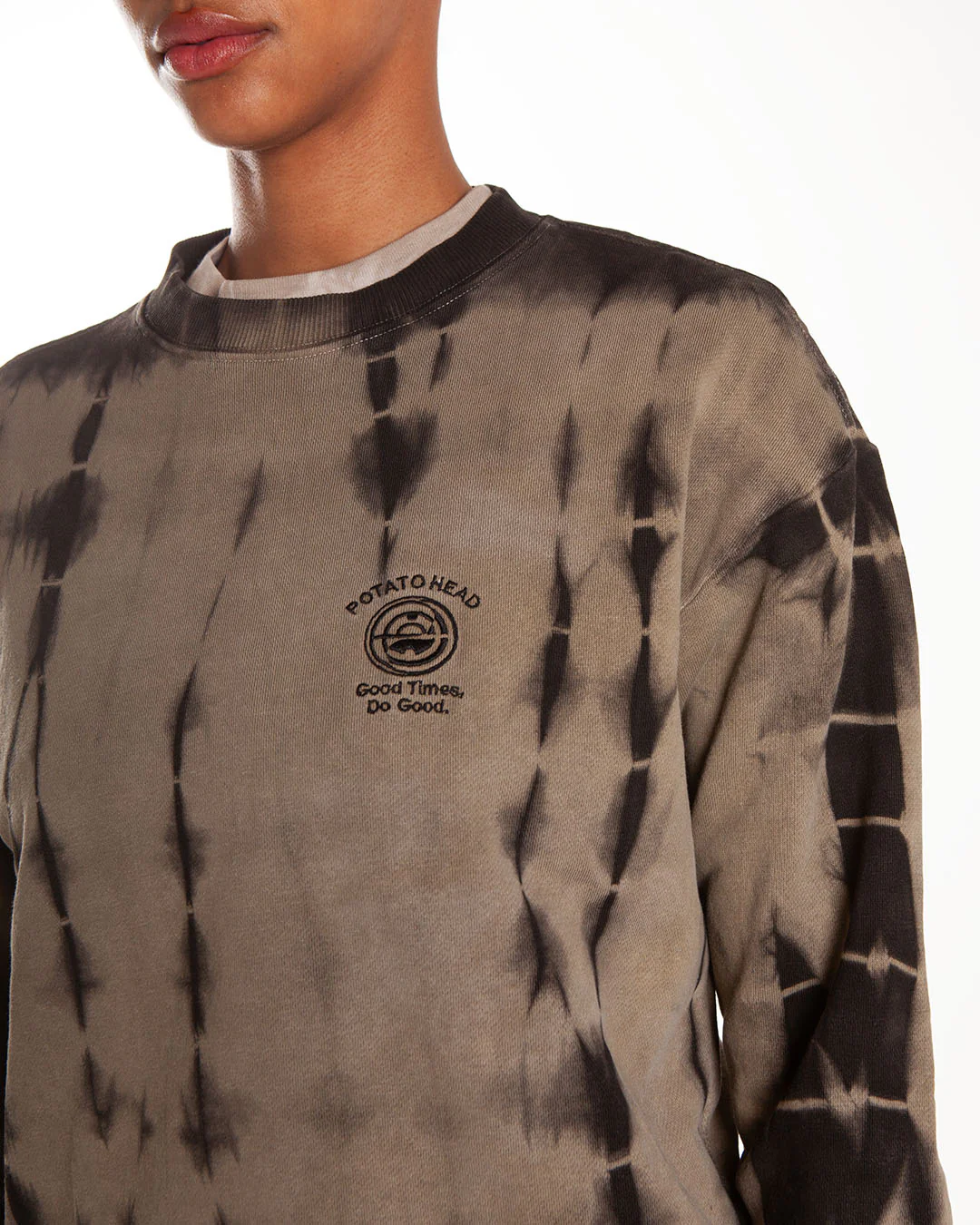 Potato Head Tie Dye Crewneck Sweater Black - Image 4