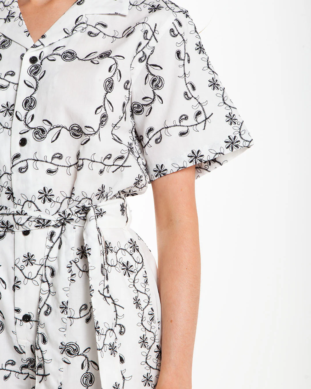 Potato Head Yin-Yang Paisley Women's Playsuit Off White Black - Image 5