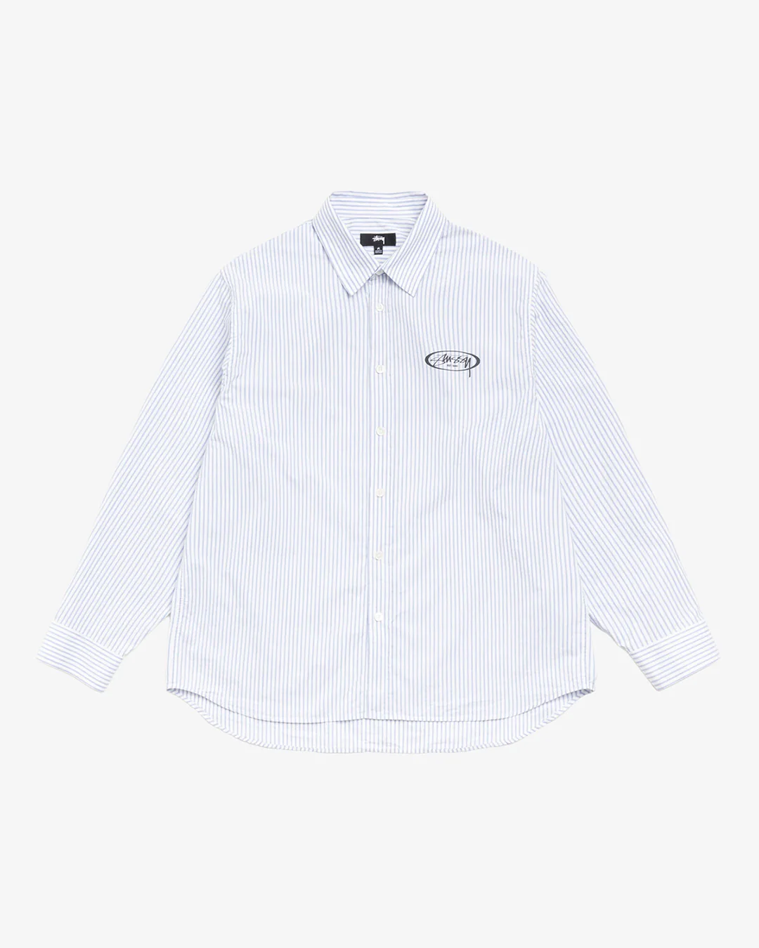 Stüssy Standard LS Shirt Logo Blue Stripe - Image 6