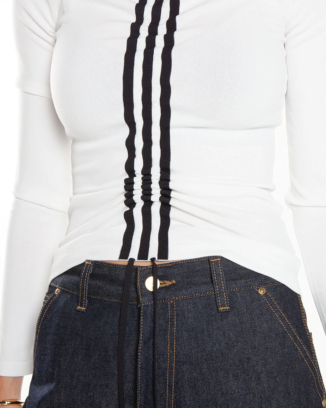 Y-3 Fitted Cinch Top White - Image 4