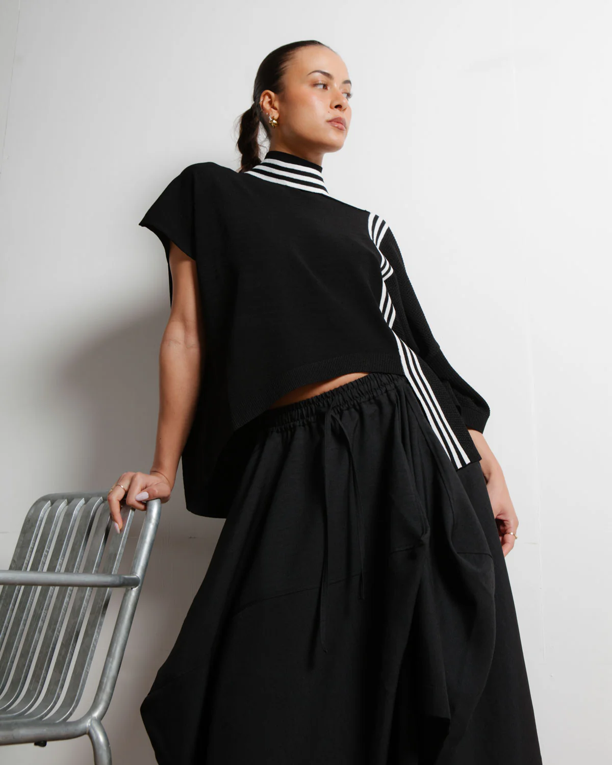 Y-3 Knit Top Black White - Image 6