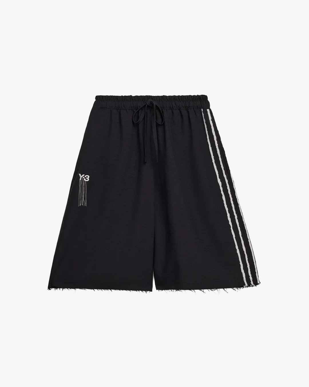 Y-3 Sports Uniform Raw Cut 3 Stripes Shorts Black - Image 3